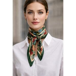 Echo Vintage Patchwork Silk Scarf Geometric Print 27” Square MSRP $250